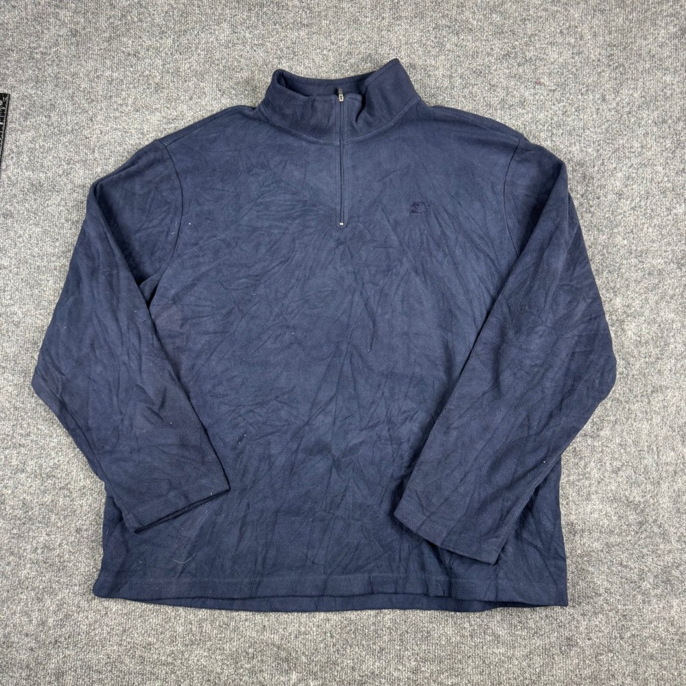 Starter Fleece Pullover Mens Size 2XL Navy Blue Quarter Zip Athletic Warm Soft